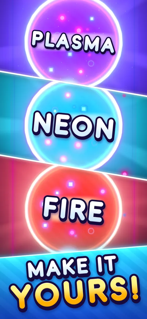 Three thread colours side by side: Plasma, Neon and Fire. Caption: Make it yours!